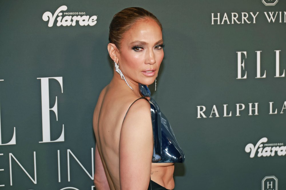 Jennifer Lopez Shines in Chrome Breastplate at Elle Women in Hollywood