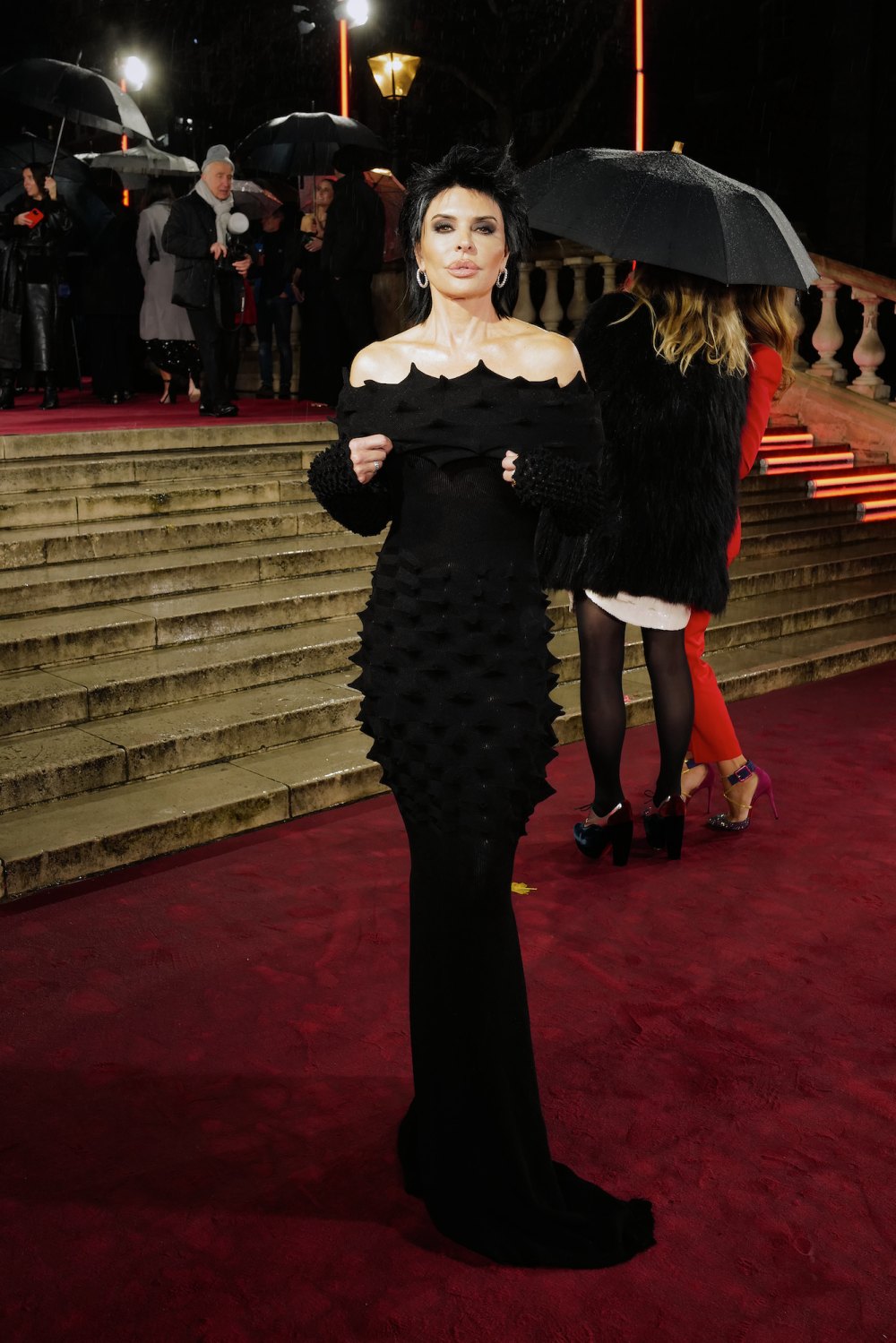 Lisa Rinna Serves Grunge Glamour in Black Spiky Dress at the 2023 British Fashion Awards