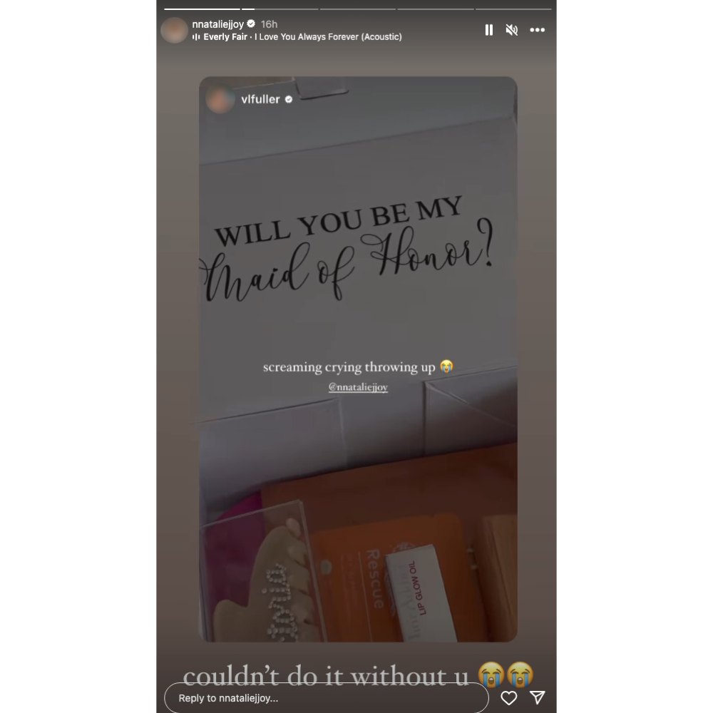 Natalie Joy Asks Victoria Fuller to Be Her Maid of Honor in Nick Viall Wedding