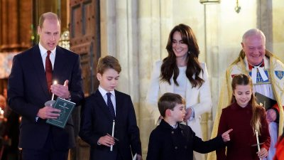 Prince William and Kate Middleton Get in Festive Spirit With All 3 Kids at Royal Christmas Concert 028