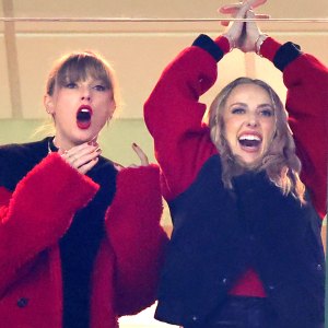 Taylor Swift Fans Think She Borrowed Brittany Mahomes’ Red Teddy Coat to Kansas City Chiefs Game