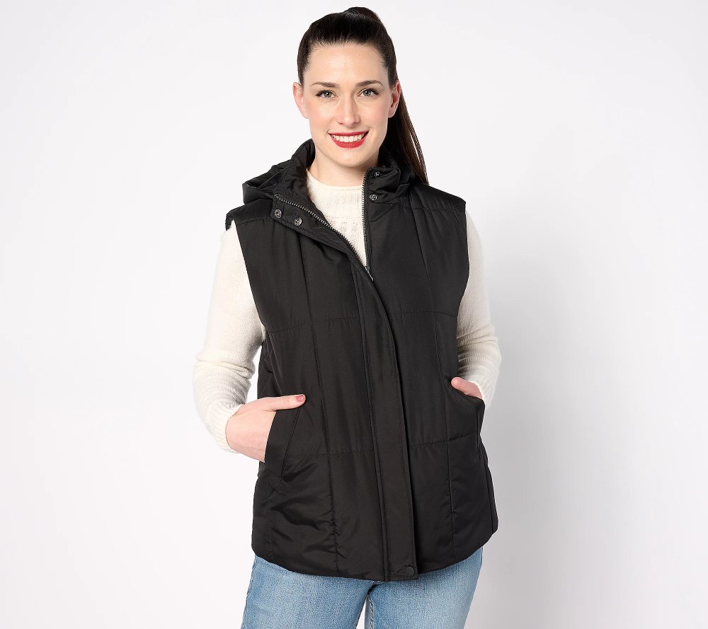 quilted vest with hood