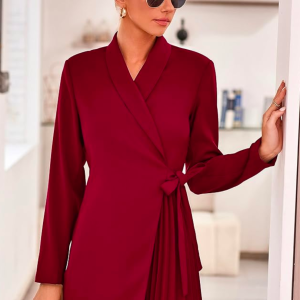 Dowerme Lapel Mini Wrap Dress