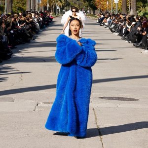 Cardi B Shuts Down Catwalk at Balenciaga Fall Runway Show in Oversize Blue Fur Coat