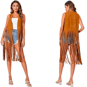 Gorglitter Fringe Tassel Suede Vest
