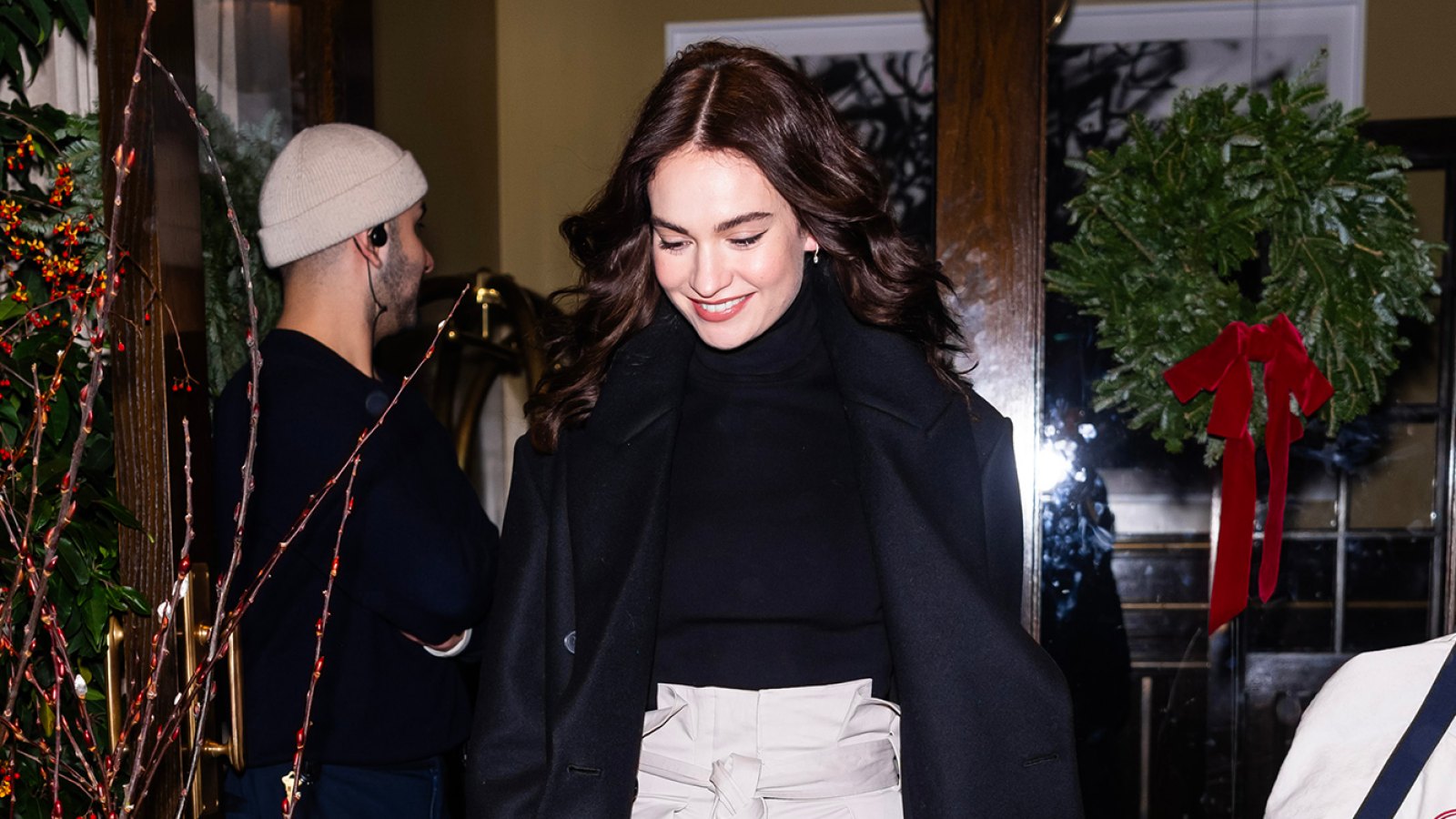 Lily James in the Lower East Side on December 17, 2023.