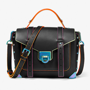Michael Kors Manhattan Medium Contrast-Trim Leather Satchel