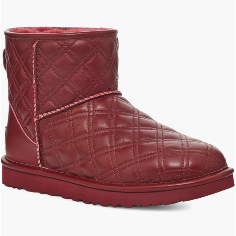 red quilted Ugg boots
