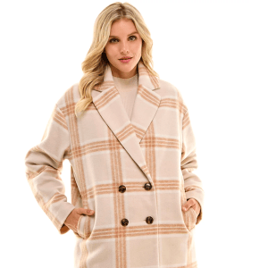 Time and Tru Women's Brushed Twill Plaid Coat