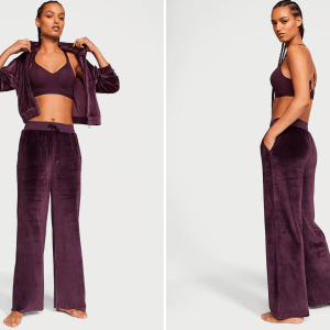 Victoria's Secret Velour Ribbed High-Rise Wide Leg Pants