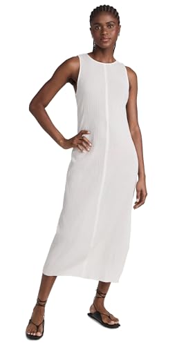 Madewell Women's Crinkle Cotton Sleeveless Open-Back Midi Dress, Lighthouse, White, S