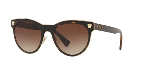 Versace Woman Sunglasses Havana Frame, Brown Gradient Dark Brown Lenses, 54MM