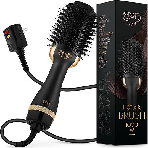 OMOteam Professional Dual Voltage Blowout Hair Dryer Brush