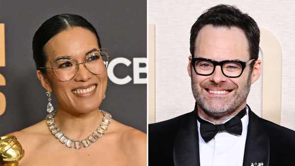 Ali Wong and Bill Hader Share a Kiss at the 2024 Golden Globes After Hitting Red Carpet Separately