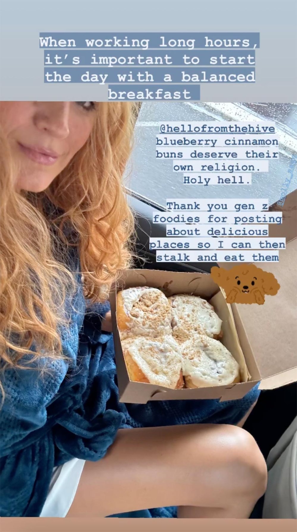 Blake Lively Jokes About Her Balanced Breakfast of Blueberry Cinnamon Buns