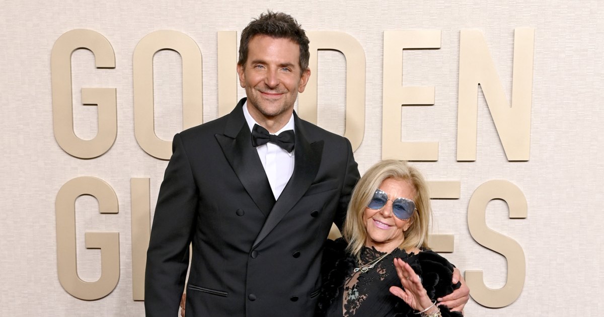 Bradley Cooper Makes His Mark on 2024 Golden Globes Red Carpet Alongside His Mom Gloria Campano 2