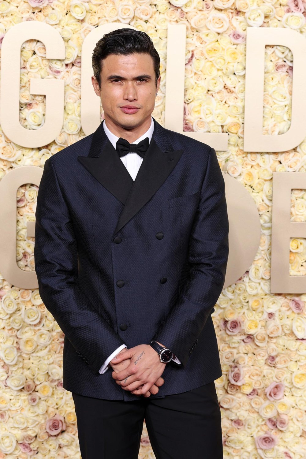 Charles Melton Looks Nice in Navy at the 2024 Golden Globes — While Attending With His Mom 838