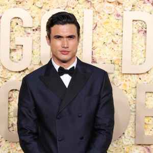 Charles Melton Looks Nice in Navy at the 2024 Golden Globes — While Attending With His Mom 838