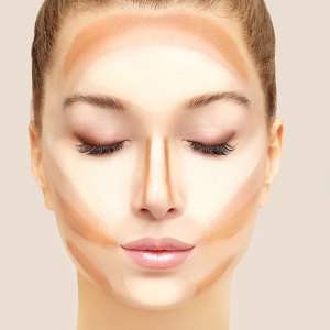 Make up woman face. Contour and highlight makeup..