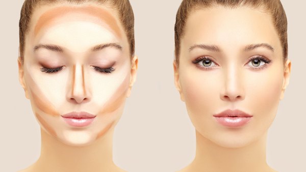 Make up woman face. Contour and highlight makeup..