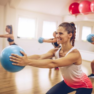 Girls at fitness class