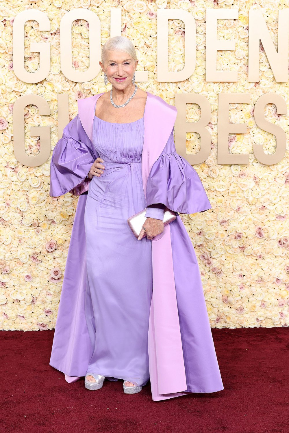 Helen Mirren Red Carpet Arrival Golden Globes 2024