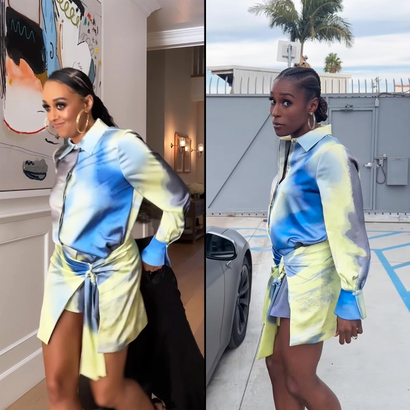 Isa Rae Meme Tia Mowry and Issa Rae Twin in the Same Simkhai Shirt Dress | Us Weekly