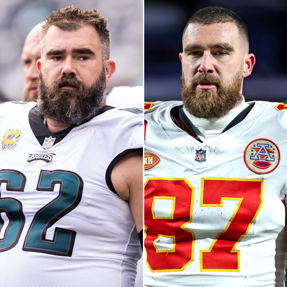 Jason Kelce cheers on Travis Kelce at the Chiefs vs. Ravens playoff game