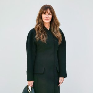 Julia Roberts Looks Sleek in Black Coat Dress at Jacquemus Fashion Show