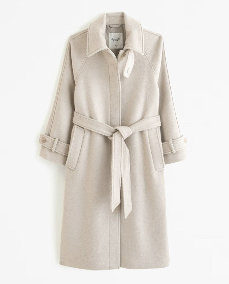 Abercrombie and Fitch Wool-Blend Funnel Neck Coat