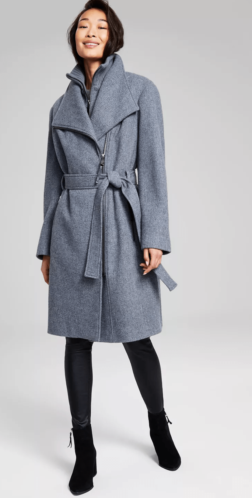 Calvin Klein Women's Wool Blend Belted Wrap Coat Macy's