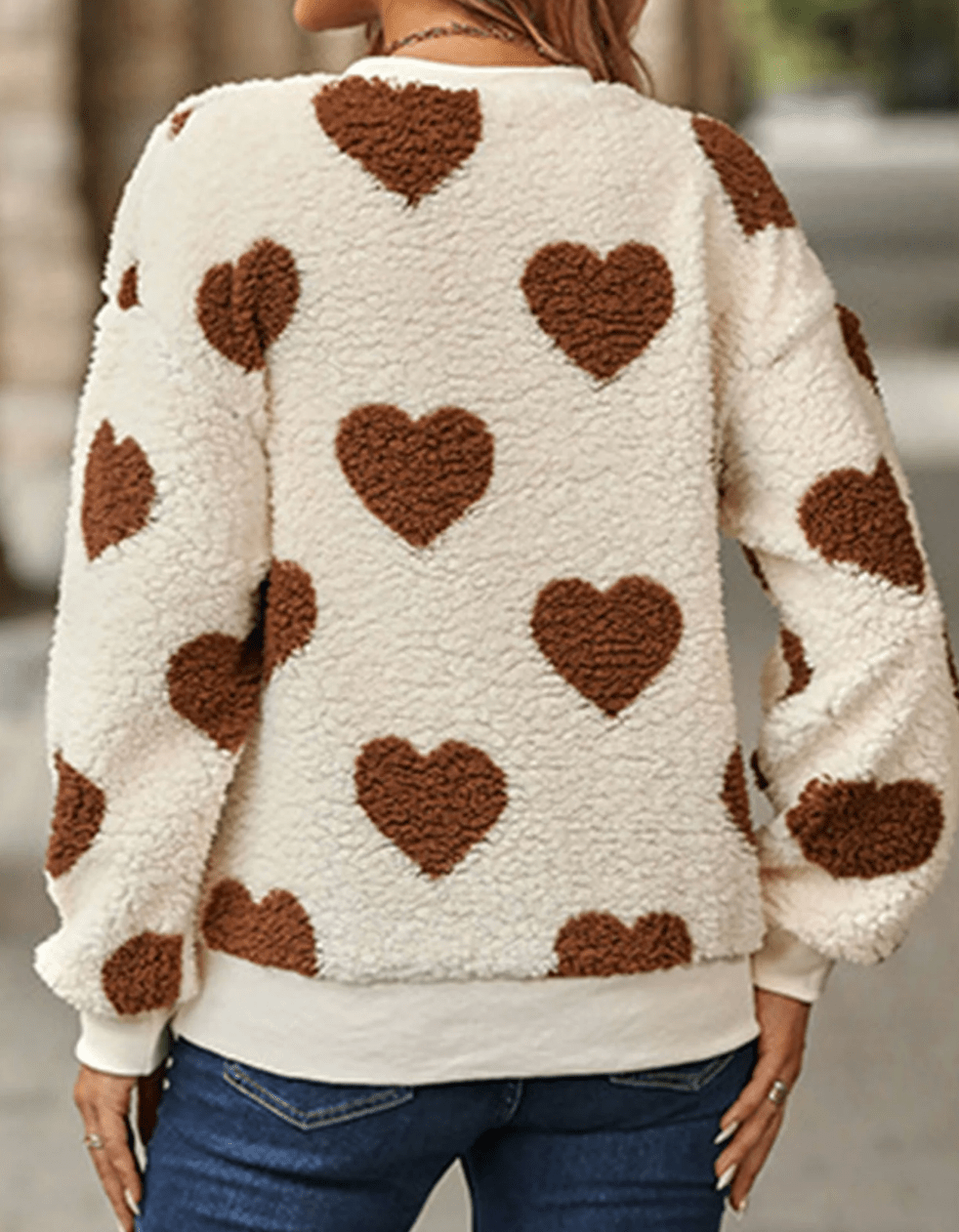 Shermie Heart Print Pullover Sweater
