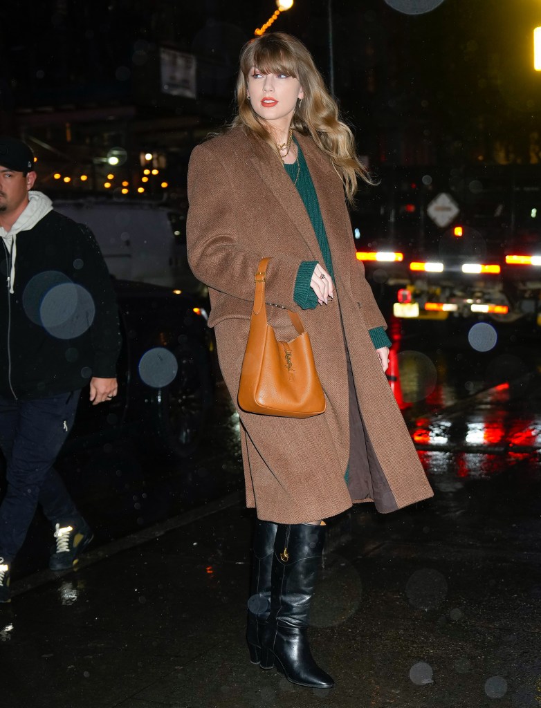 Taylor Swift Looks Effortless in Green Sweater Dress While Out in NYC Following the Golden Globes