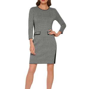 DKNY Faux Pocket Jewel Neck Dress