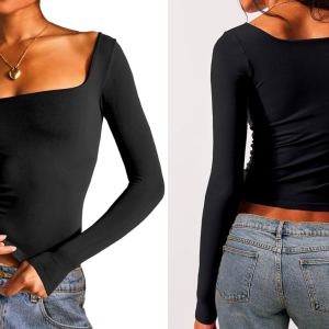 Dwnval Long Sleeve Square Neck T-Shirt