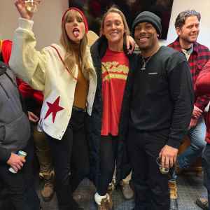 Travis Kelces BFF Aric Jones Celebrates Kansas City Chiefs Win Taylor Swift and Kylie Kelce