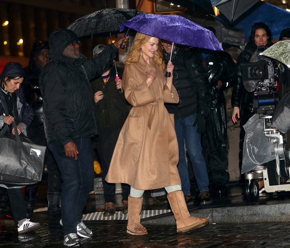 Nicole Kidman on set in New York City on January 9, 2024.
