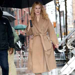 Nicole Kidman on set in New York City on January 9, 2024.