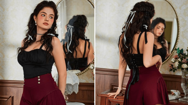 Scarlet Darkness Bow Tie Corset Tank Top
