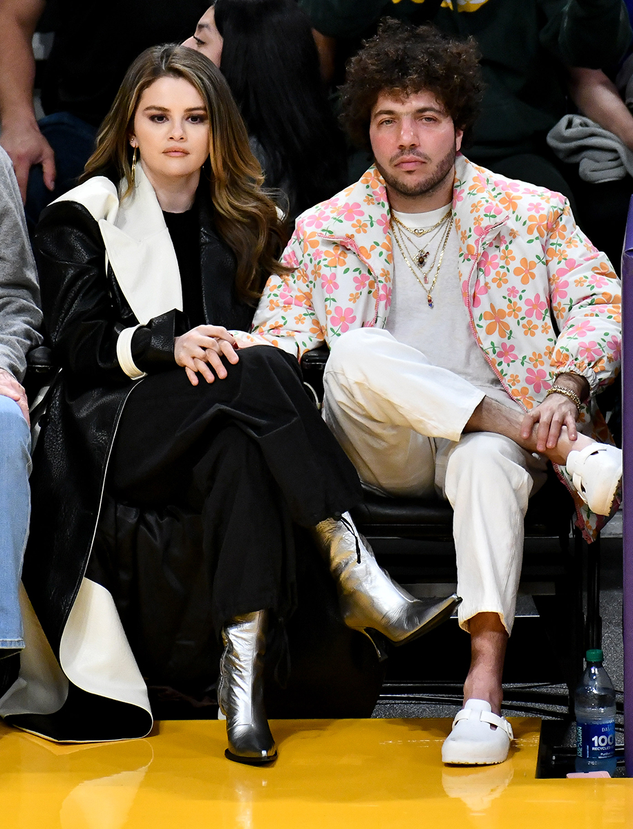 Selena Gomez and Benny Blanco at the Los Angeles Lakers game on January 3, 2024.