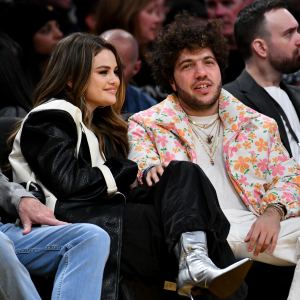 Selena Gomez and Benny Blanco at the Los Angeles Lakers game on January 3, 2024.