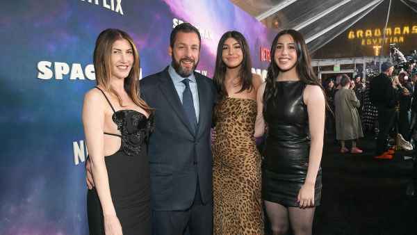Adam Sandler Sweetly Takes Wife Jackie and Daughters to Spaceman Premiere in Los Angeles