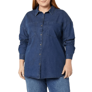 Amazon Essentials Women's Denim Oversize Two-Pocket Tunic Shirt