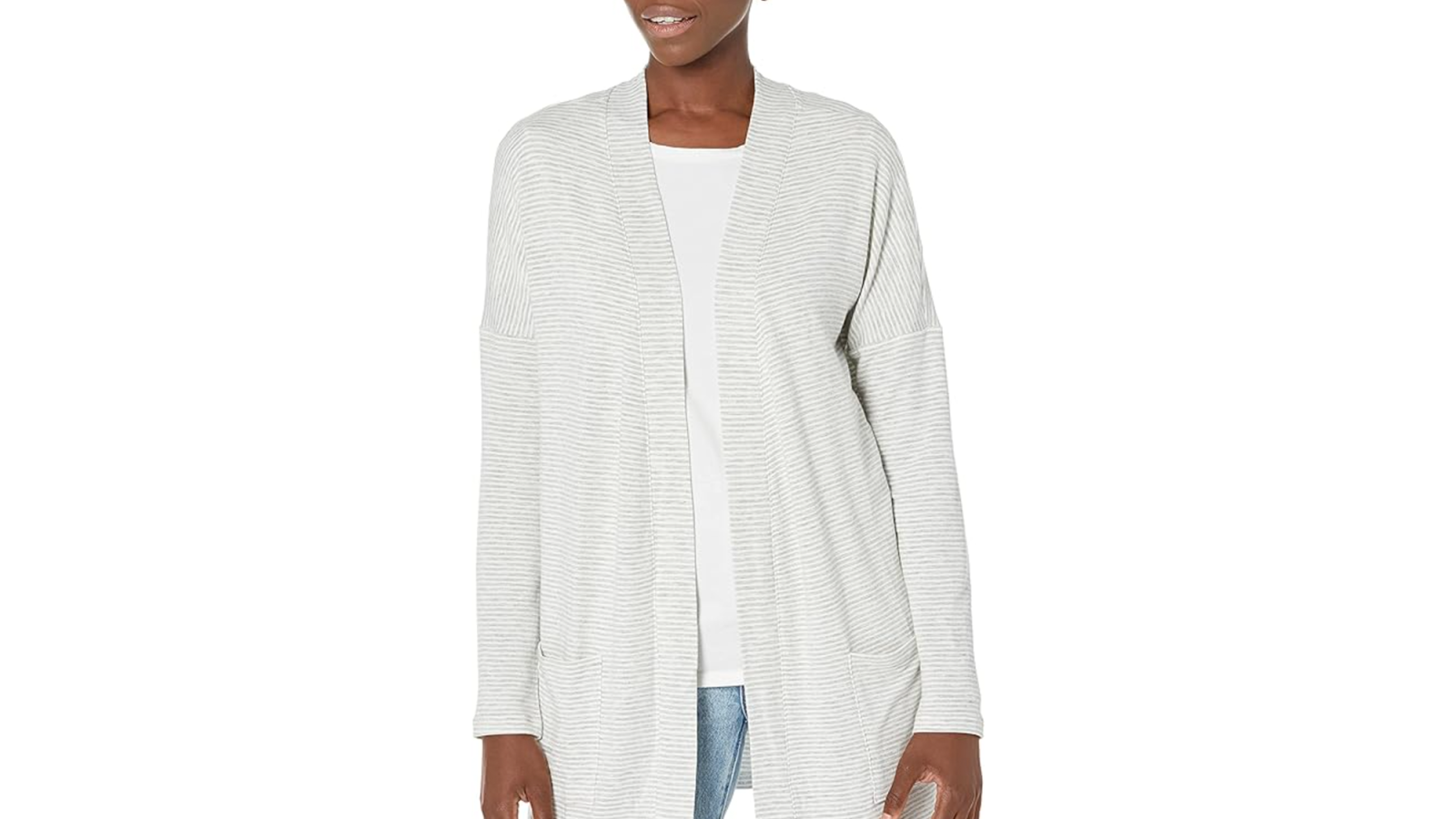 Amazon Essentials Women's Relaxed-Fit Lightweight Lounge Terry Open-Front Cardigan