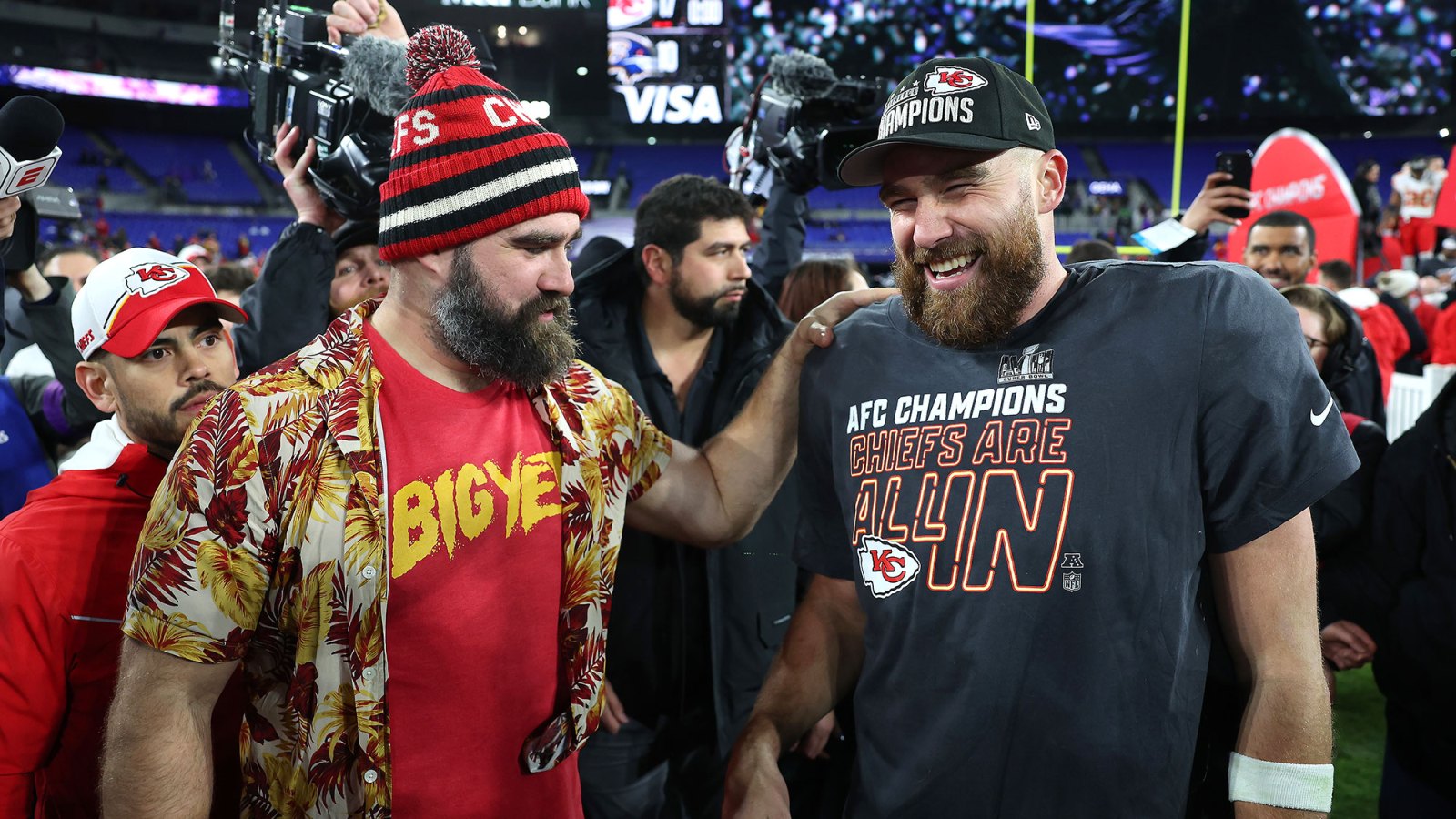 Feature Travis and Jason Kelce Detail Electric Super Bowl Afterparties