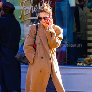 Katie Holmes camel coat