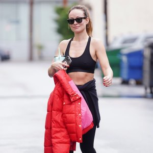 Olivia Wilde red puffer