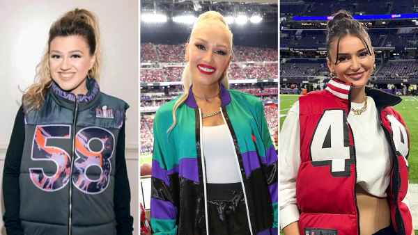 Gwen Stefani and Kelly Clarkson Sport Custom Kristin Juszczyk Puffer Vests in Vegas