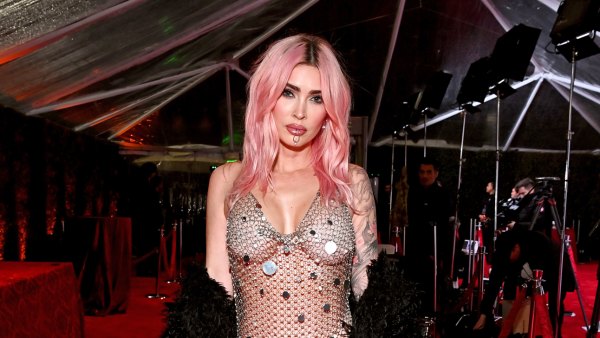 Megan Fox Dons a See-Through Mesh Mini Dress and Pink Hair to the 2024 Grammys