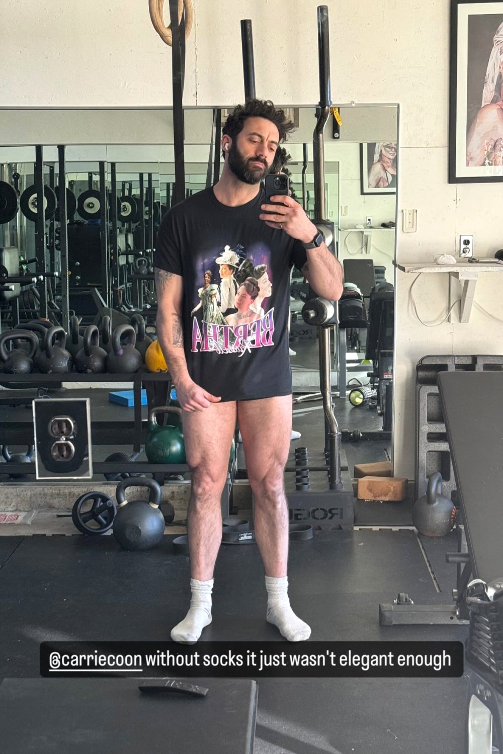 Morgan Spector Stans His ‘Gilded Age’ Wife Carrie Coon in Pantsless Gym Selfie
